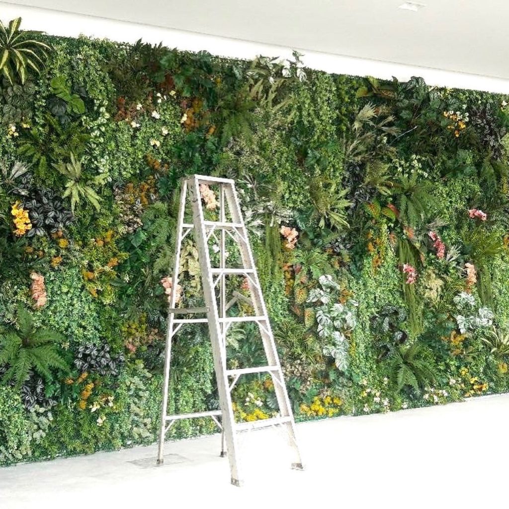 vertical garden with artificial plants